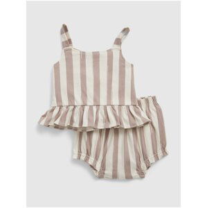 Hnědý dětský pruhovaný set GAP baby peplum