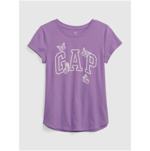Fialové holčičí tričko organic logo GAP