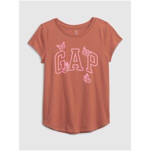 Hnědé holčičí tričko organic logo GAP