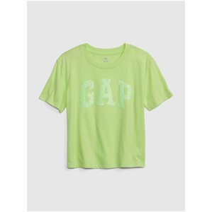 Zelené holčičí tričko organic logo GAP