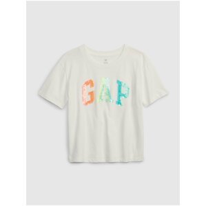 Bílé holčičí tričko organic logo GAP