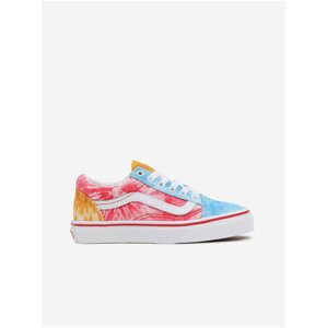 Modro-růžové batikované dětské tenisky s koženými detaily VANS Tie Dye