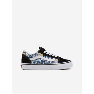 Černo-modré holčičí květované semišové tenisky VANS Floral