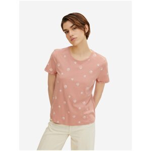 Starorůžové dámské vzorované tričko Tom Tailor