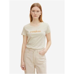 Béžové dámské žíhané tričko Tom Tailor Denim