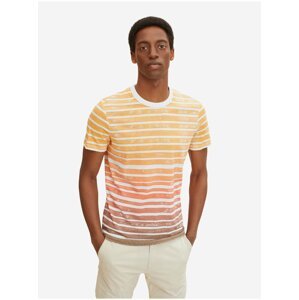 Bílo-oranžové pánské pruhované tričko Tom Tailor