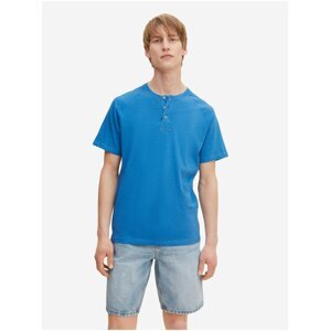 Modré pánské žíhané tričko s knoflíky Tom Tailor