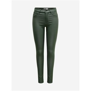 Zelené skinny fit kalhoty s povrchovou úpravou Jacqueline de Yong New Thunder