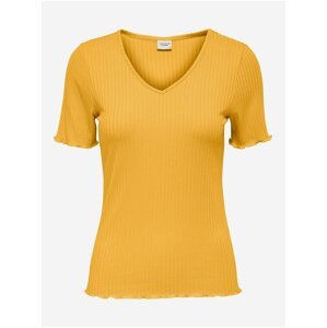 Žluté žebrované tričko JDY Fransiska