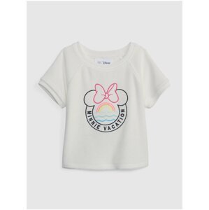 Bílé holčičí tričko froté Disney Minnie Mouse GAP