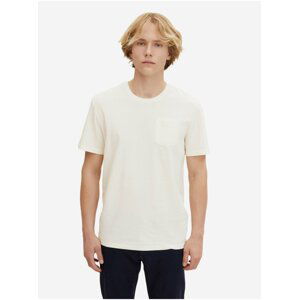 Krémové pánské žebrované tričko s kapsou Tom Tailor
