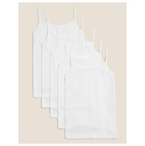 Bílé dětské košilky z čisté bavlny, 5 ks v balení (2–16 let) Marks & Spencer