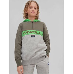 Zeleno-šedá klučičí mikina O'Neill BLOCKED ANORAK HOODY