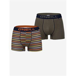 Sada dvou pánských vzorovaných boxerek v oranžové a hnědé barvě O'Neill BOXER PLAIN 2PACK