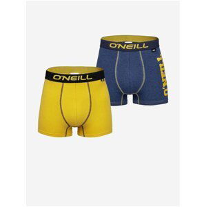 Sada dvou pánských boxerek v žluté a tmavě modré barvě O'Neill MEN BOXER SIDE LOGO&PLAIN 2PACK