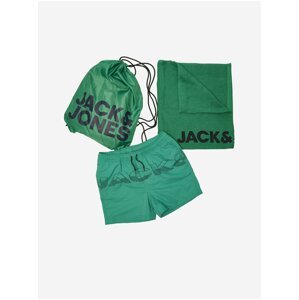 Sada pánských plavek, ručníku a batohu v zelené barvě Jack & Jones Summer Beach