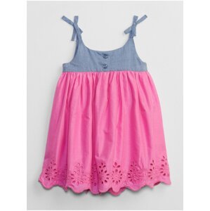 Růžové holčičí šaty šaty na ramínka s madeirou GAP