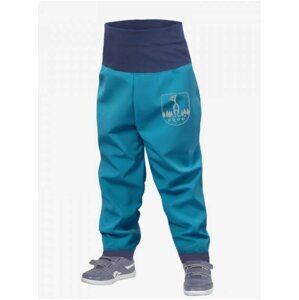 Modré dětské softshellové kalhoty s vysokým pasem Unuo