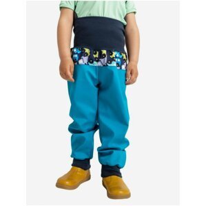 Modré klučičí softshellové vzorované kalhoty s vysokým pasem Unuo