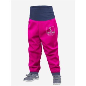 Tmavě růžové holčičí softshellové kalhoty s vysokým pasem Unuo