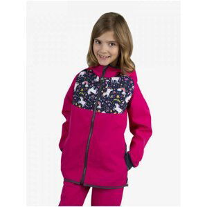 Růžová holčičí softshellová vzorovaná bunda Unuo