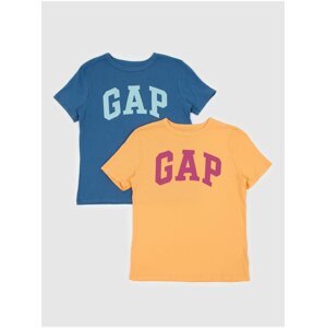Sada dvou klučičích triček v modré a oranžové barvě GAP