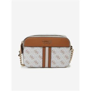 Hnědo-bílá dámská vzorovaná malá crossbody kabelka Guess Noelle