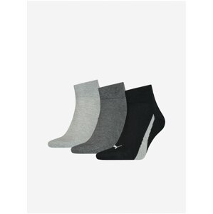 Sada tří párů ponožek v šedé a černé barvě Puma