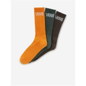 Sada tří pánských ponožek v zelené, hnědé a oranžové barvě VANS