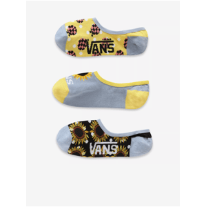Sada tří párů dámských vzorovaných ponožek v šedé, žluté a černé barvě VANS