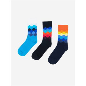 Sada tří párů barevných pánských vzorovaných ponožek Ombre Clothing V1 U242