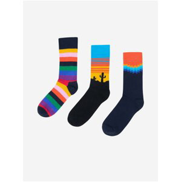 Sada tří párů barevných pánských vzorovaných ponožek Ombre Clothing V3 U242