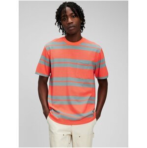 Šedo-oranžové pánské pruhované tričko GAP