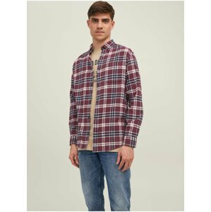 Vínová kostkovaná košile Jack & Jones Classic