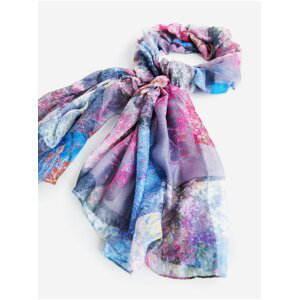 Modro-růžový dámský vzorovaný šátek Desigual Mix Flores