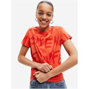 Oranžové dámské vzorované tričko Desigual Enya