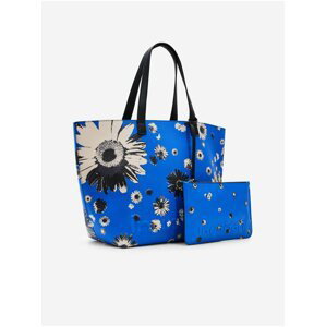 Modrý dámský květovaný shopper Desigual Daisy Pop Namibia Reversible