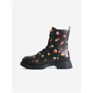 Černé dámské kotníkové květované boty Desigual Boot Flowers