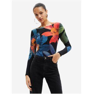 Černé dámské květované body Desigual Grandflower