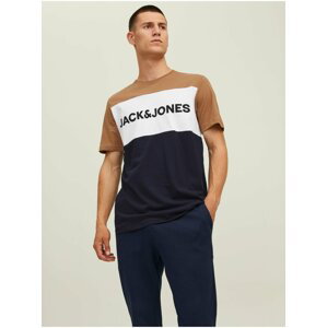 Hnědo-modré tričko Jack & Jones
