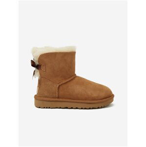 Hnědé dámské kotníkové semišové sněhule UGG Mini Bailey Bow II