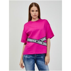 Tmavě růžové dámské oversize tričko KARL LAGERFELD