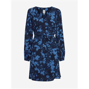 Modré květované šaty ICHI
