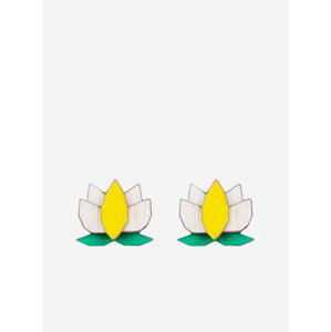 Dřevěné náušnice BeWooden Yellow Lotus Earrings