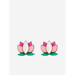 Dřevěné náušnice BeWooden Pink Lotus Earrings