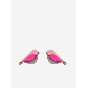 Dřevěné náušnice BeWooden Pink Bird Earrings