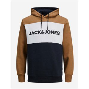 Modro-hnědá mikina s kapucí Jack & Jones