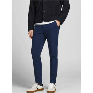 Tmavě modré slim fit kalhoty Jack & Jones Stollie