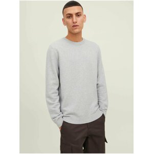 Světle šedý žebrovaný basic svetr Jack & Jones Otto