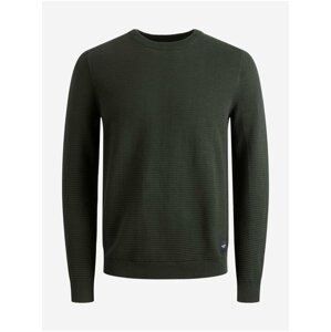 Tmavě zelený žebrovaný basic svetr Jack & Jones Otto